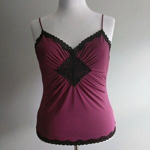 The Limited Lace Trim Cami Burgundy Black